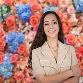 Aperturee - Blue Pink Floral Wedding Photo Booth Background